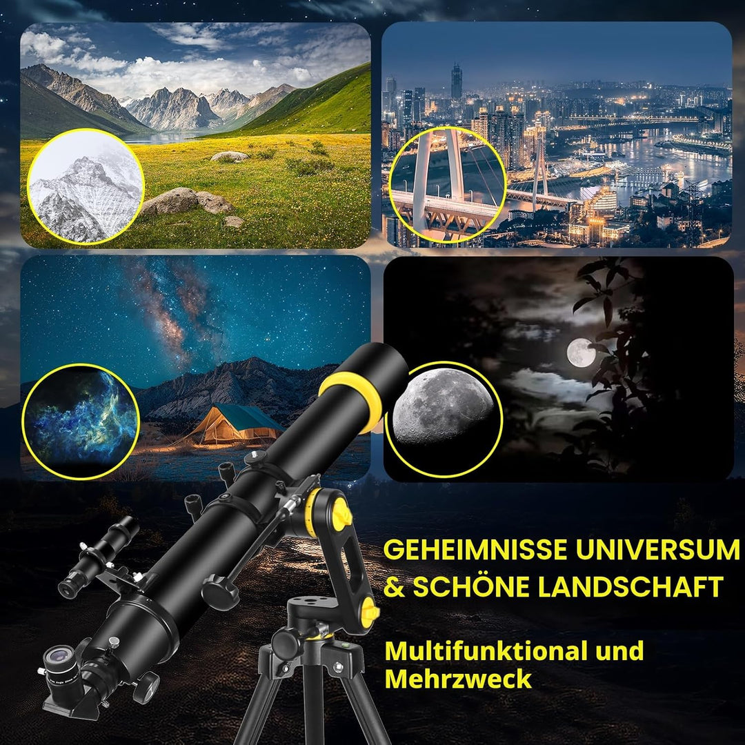 Teleskop, Teleskope für Erwachsene, Astronomie, professionell, 90 mm Blende, 1000 mm, leistungsstark