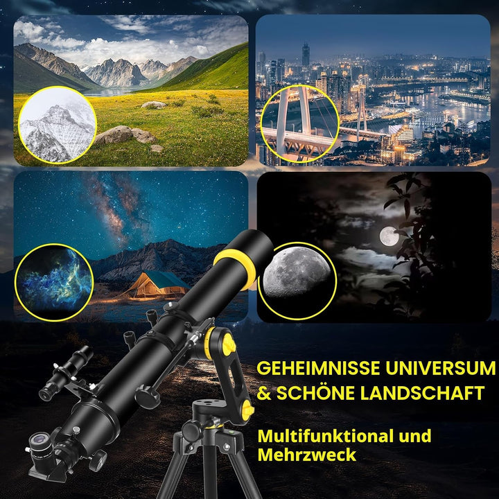 Teleskop, Teleskope für Erwachsene, Astronomie, professionell, 90 mm Blende, 1000 mm, leistungsstark