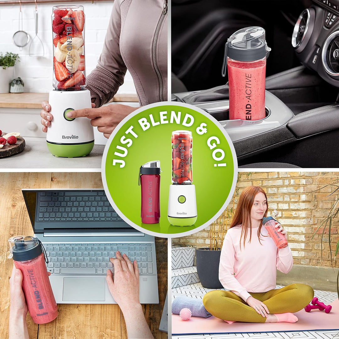 Breville Blend Active VBL246 persönlicher Mixer und Smoothie-Maker, 350 W, 2 tragbare Mix-Active-Fla