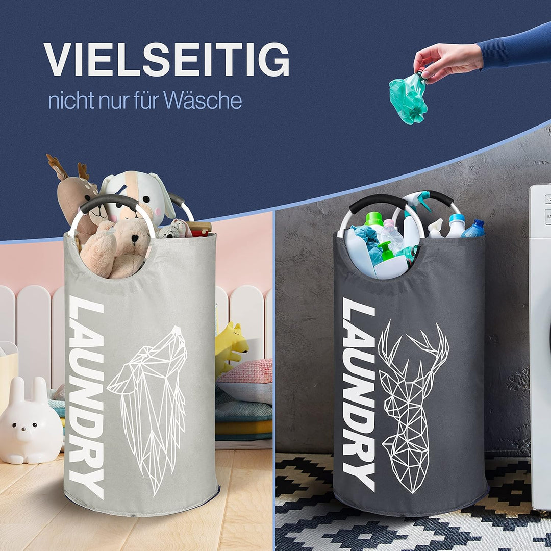 WELLENBORG® Faltbarer Wäschekorb faltbar 2er Set - Wäschesammler Wäschekorb schmal - Laundry baskets