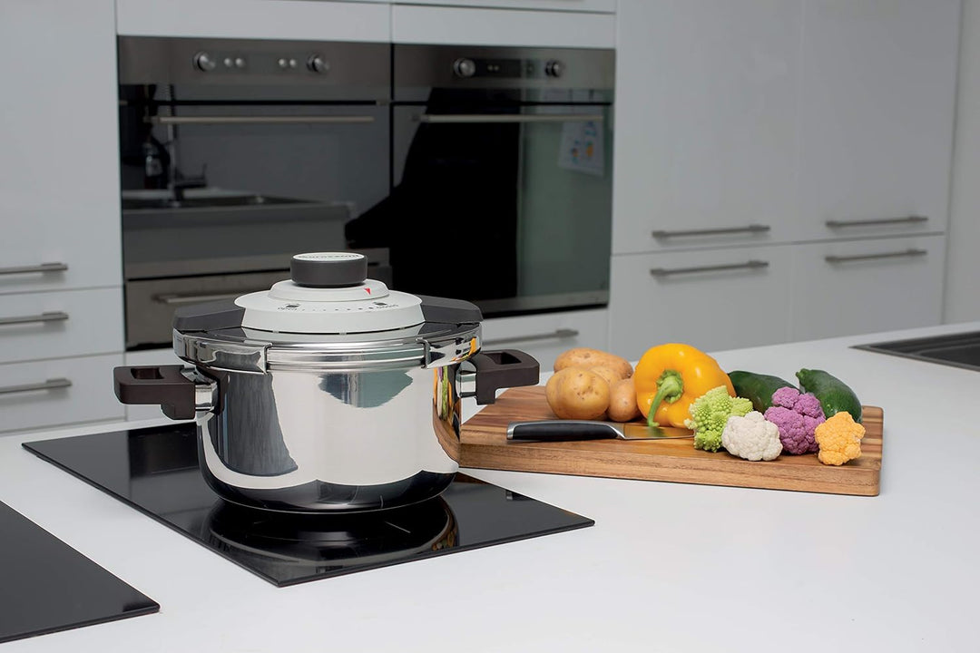 Barazzoni Facile Schnellkochtopf Easy Dual System einfach, Fassungsvermögen 4,5 l, Ø 22 cm, Edelstah
