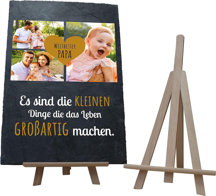wandmotiv24 Schiefertafel Bester Papa, Personalisiert mit Ihren Farbfotos, Aufstellschild 3 Motive i