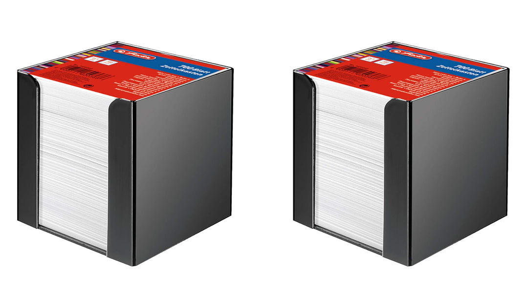 Herlitz Zettelkasten 9x9x9cm mit 700 Blatt weiss gefüllt (Schwarz, 2x Zettelkasten) Schwarz 2x Zette