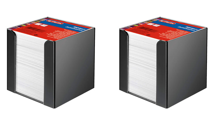 Herlitz Zettelkasten 9x9x9cm mit 700 Blatt weiss gefüllt (Schwarz, 2x Zettelkasten) Schwarz 2x Zette