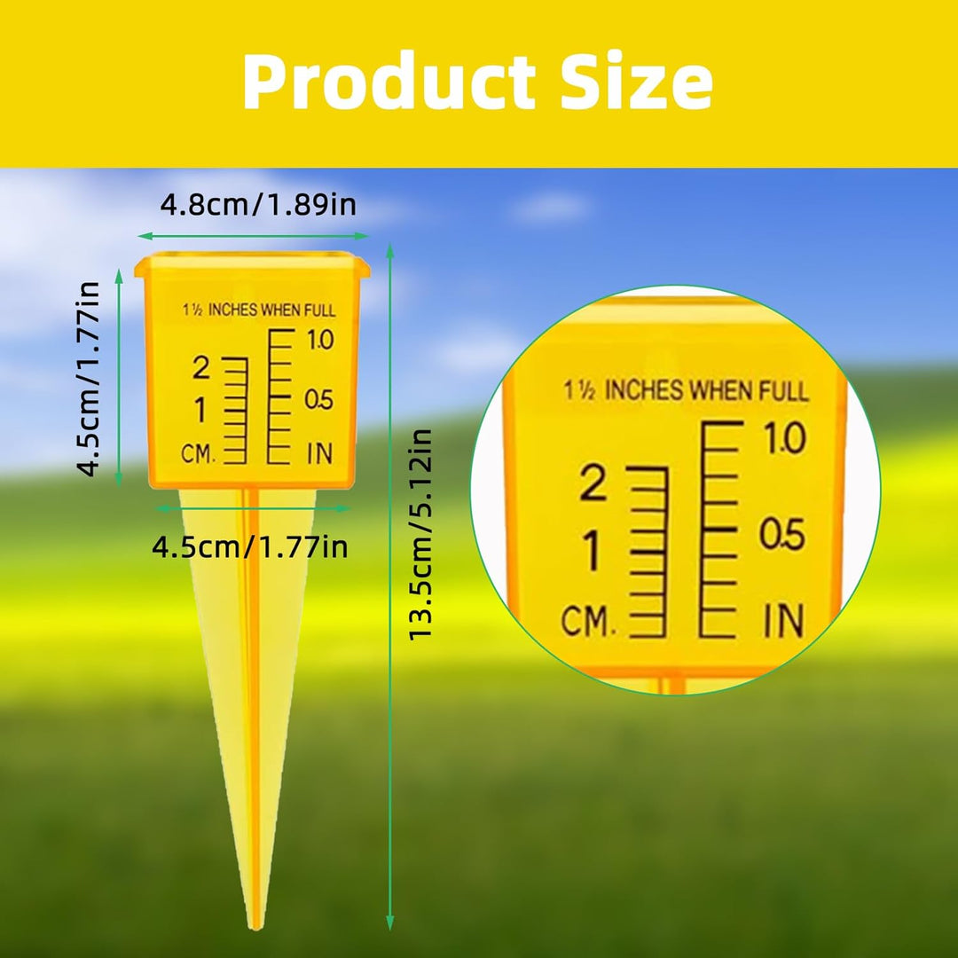 Qivine 20 Stück Regenmesser Garten, 20mm und 1 Zoll Skalen Niederschlagsmesser mit Erdspiess, 13,5 ×