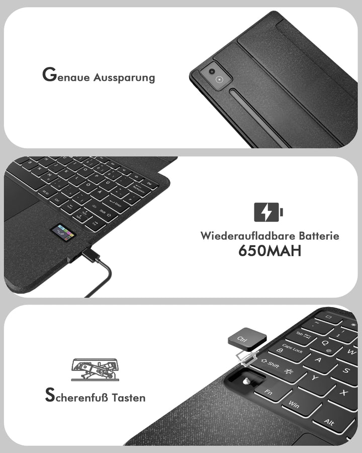Doohoeek Bluetooth Tastatur Hülle mit LCD-Display für Lenovo Idea Tab Pro 2025 12,7 Zoll, Bluetooth