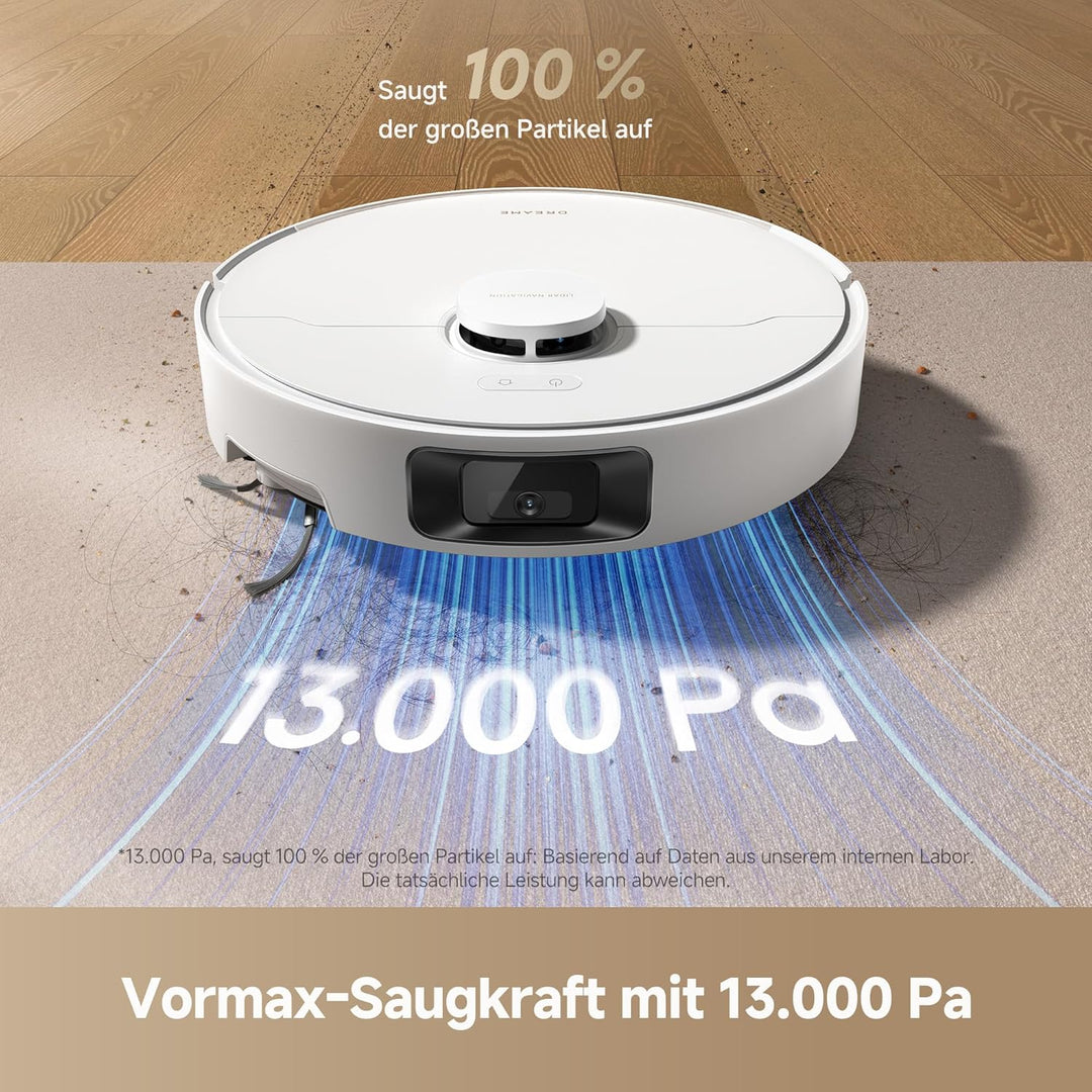 dreame D20 Pro Plus Saugroboter, 13.000 Pa Saugkraft, DuoBrush für Tierhaare, Eckenrein, Selbstentl,