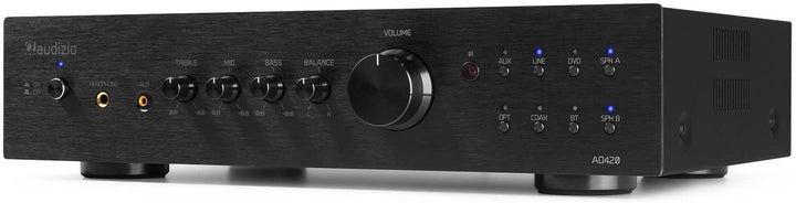 Audizio AD420B - 4 Kanal Verstärker mit Bluetooth, 4 x 100 Watt, mit Fernbedienung, 2.1 kompatibel,
