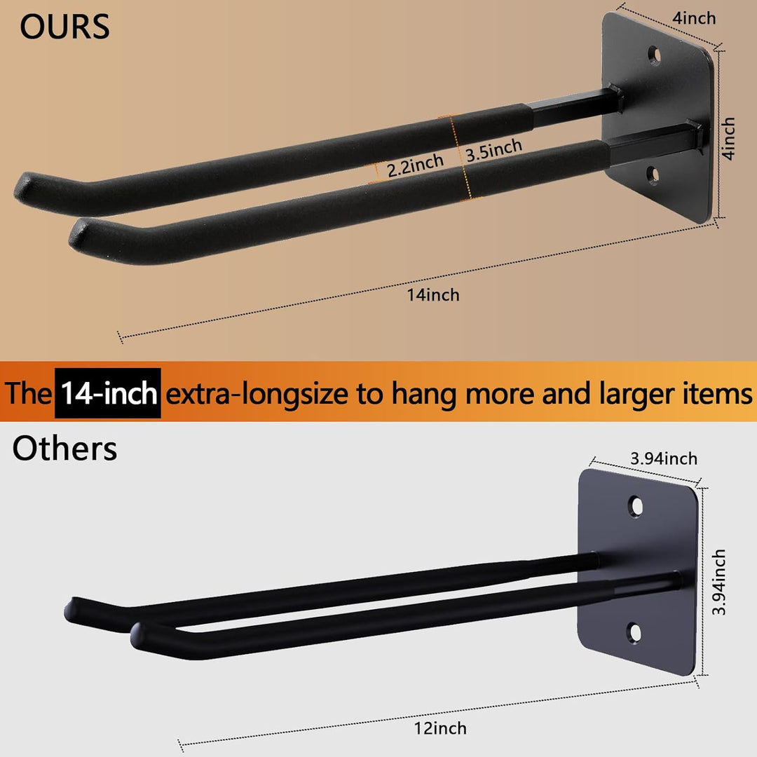 Sinoer Verbesserte Hochleistungs-Garagenhaken, Garagenhaken aus Nutzstahl, 14-Zoll-Doppelhaken für d