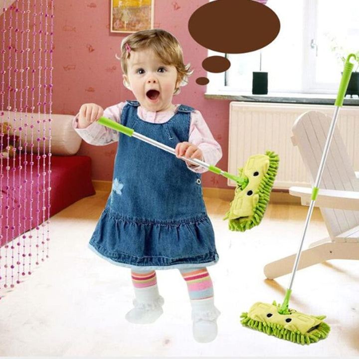 Wischmop Besen für Kinder Abnehmbare Mini-Reinigungsbesen für Kinder ab 3 Jahren, 3 Farben, grüne Wi