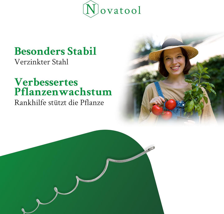 Novatool 10 Stück Tomatenstäbe 170 cm x 5 mm Ø Tomatenspiralstäbe verzinkt Rankstäbe Tomatenstangen
