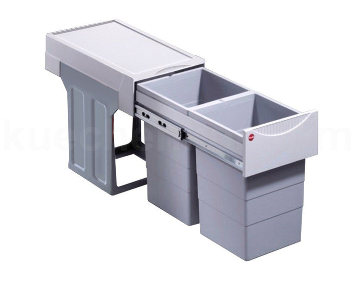 Hailo Abfallsammler Swing Tandem | 2x 15 Liter fassendes Abfallvolumen | Einbau-Mülleimer für Küchen