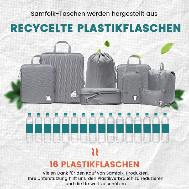 Packing Cubes Compression 8 Stück Koffer Organizer,Wasserdicht PackwüRfel Packtaschen Kompression, T