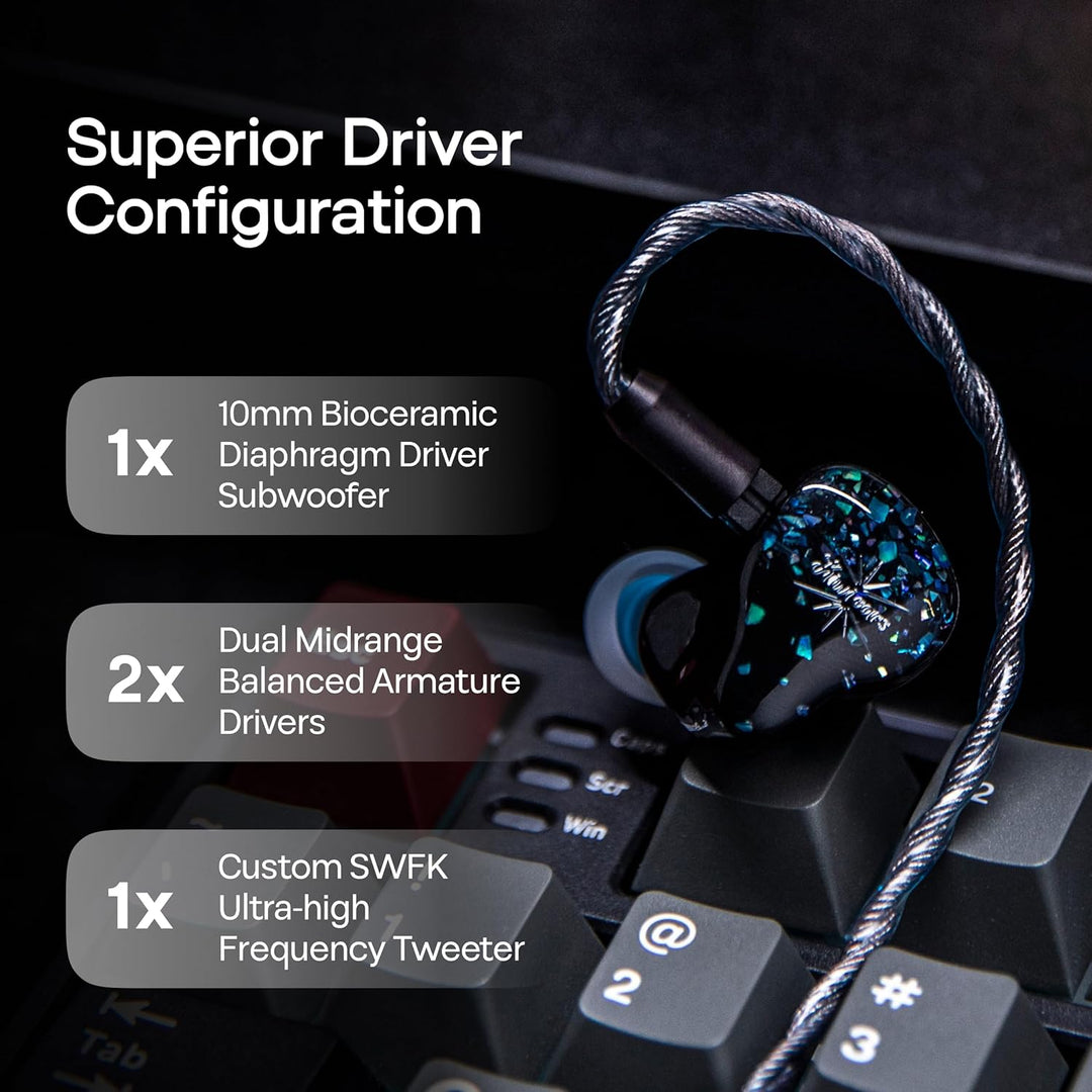 LINSOUL Kiwi Ears Astral In-Ear-Monitor, 1DD+6BA Hybrid-Ohrhörer, HiFi-Studio-Aufnahme- und Mischkop