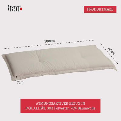 Beo Bankauflage 100 x 45 cm Waschbar Ascot | Premium-Qualität Made in EU | Atmungsaktive Gartenbank