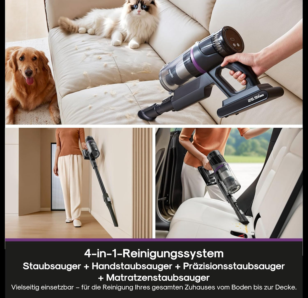 Eureka ReactiClean 520 Staubsauger, Akku Staubsauger, 4-in-1 Design kabellos, Überlegene 5-Stufen Fi