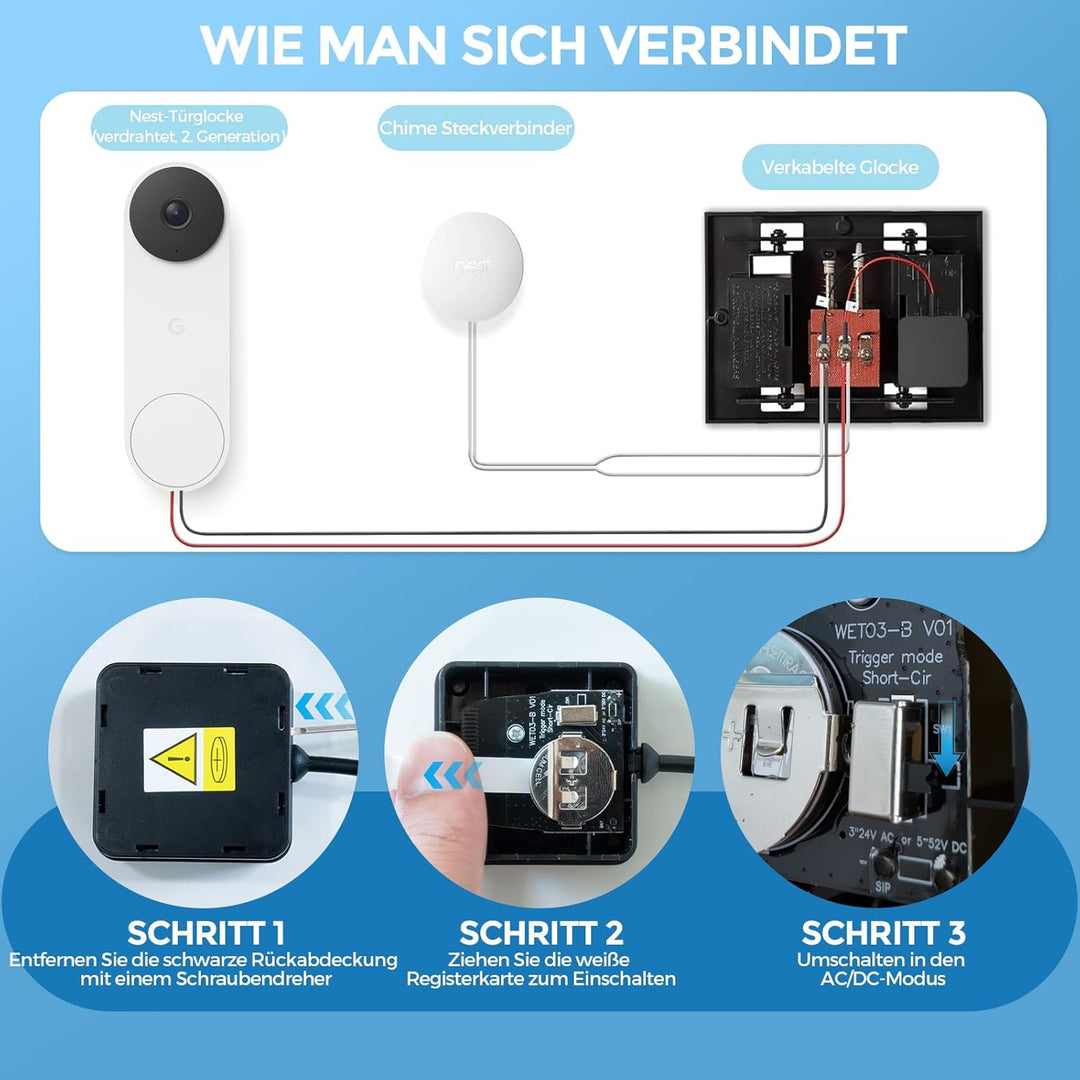 Funksignal Weiterleitung, Speziell für Blink Doorbell, Funkklingel Set, Nur für den Fest Verkabelten