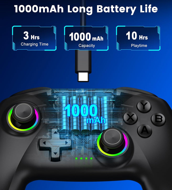 PC Controller mit Halter, Controller PC Wireless mit Hall Joystick Trigger, Kein Drift und Dead Zone