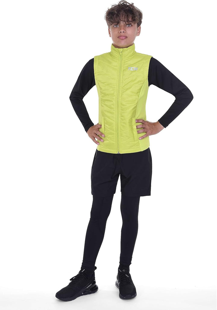 TCA Herren Excel Runner Leichte und gepolsterte Weste mit Reissverschlusstaschen L Licht Grün, L Lic