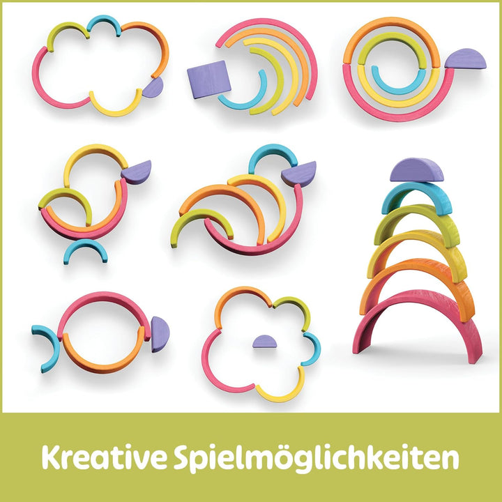 Merle Toys® Regenbogen Holz Spielzeug - Holzregenbogen Kinder ab 1 Jahr, Holz Regenbogen Montessori