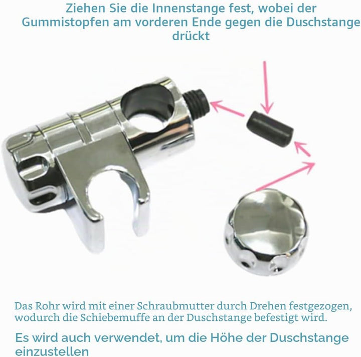 tooloflife Duschkopfhalter, verstellbar, Chrom, für 25 mm Duschstange, 2 Stück, 2