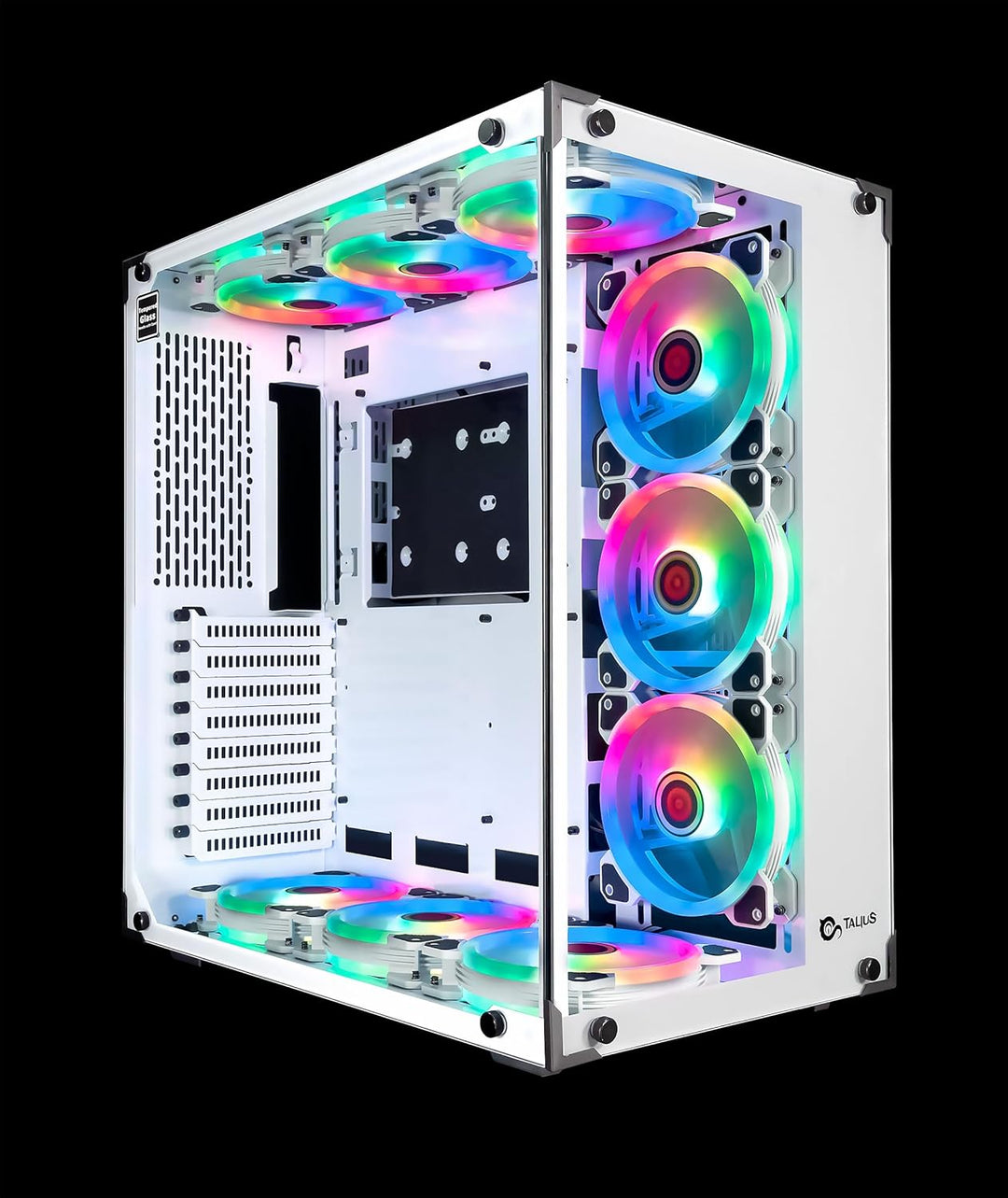 Talius Cronos Frost ATX-Gaming-Box, gehärtetes Glas, Lüfter Iris ARGB (in DREI Farben erhältlich) (W