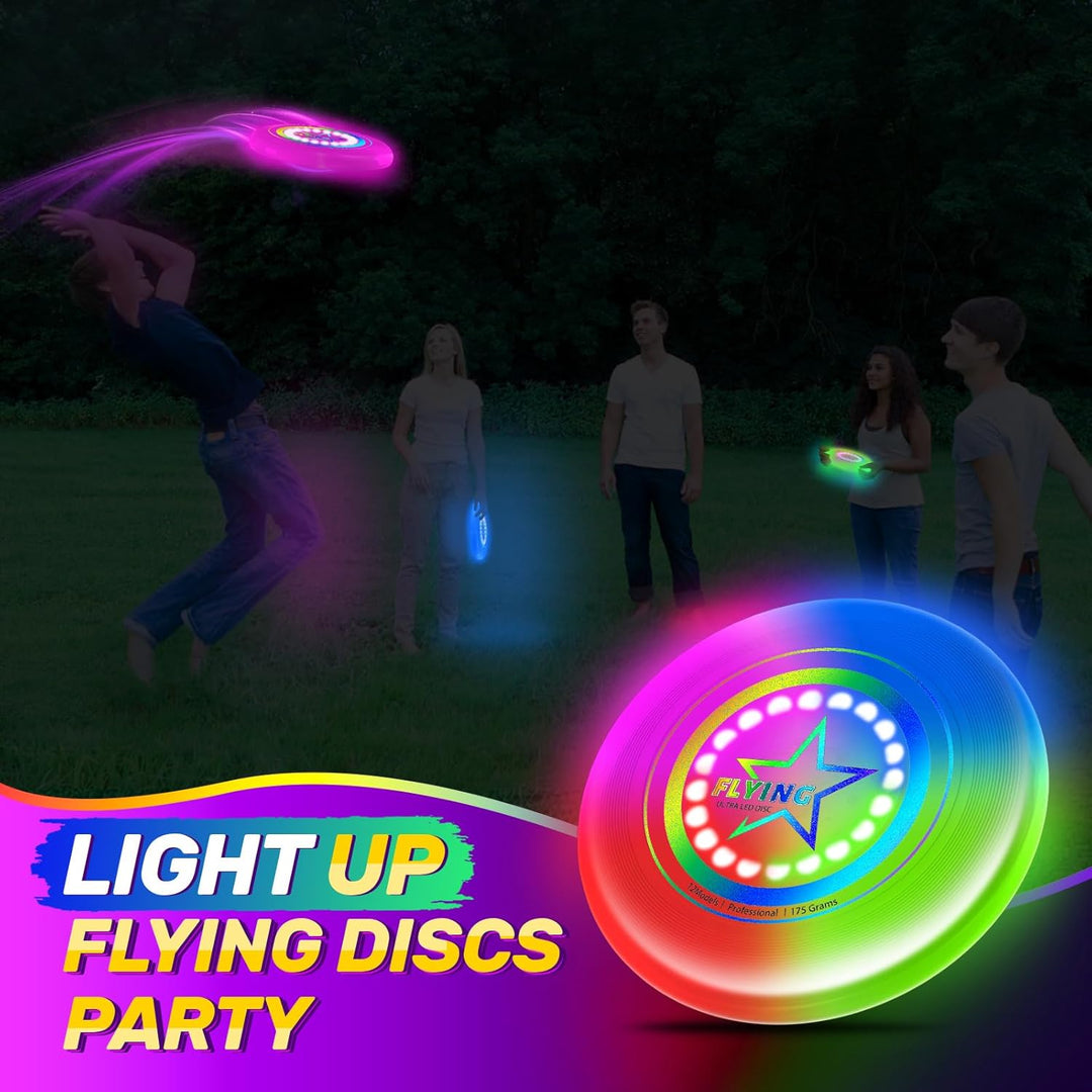12 Lichtmodus Flying Discs Flugscheibenspielzeuge für Kinder und Erwachsene, automatisches Aufleucht