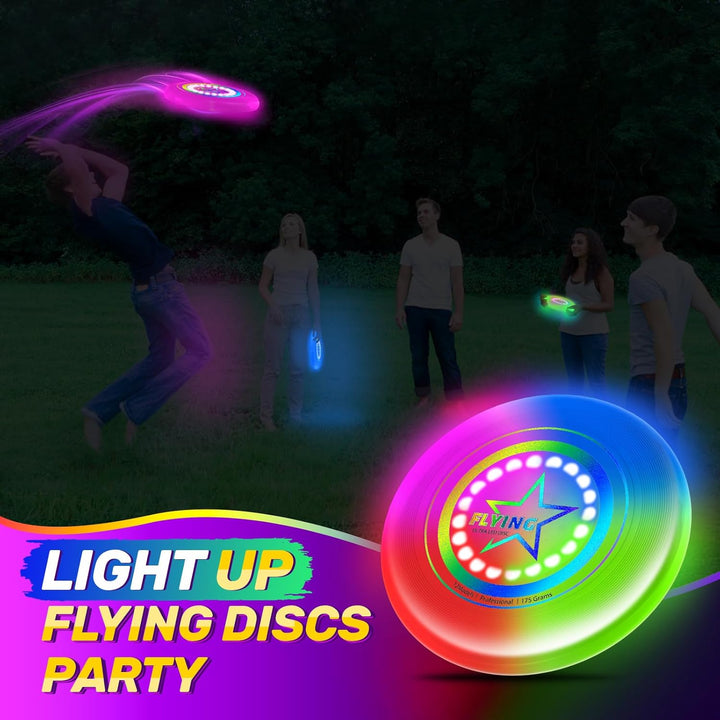 12 Lichtmodus Flying Discs Flugscheibenspielzeuge für Kinder und Erwachsene, automatisches Aufleucht