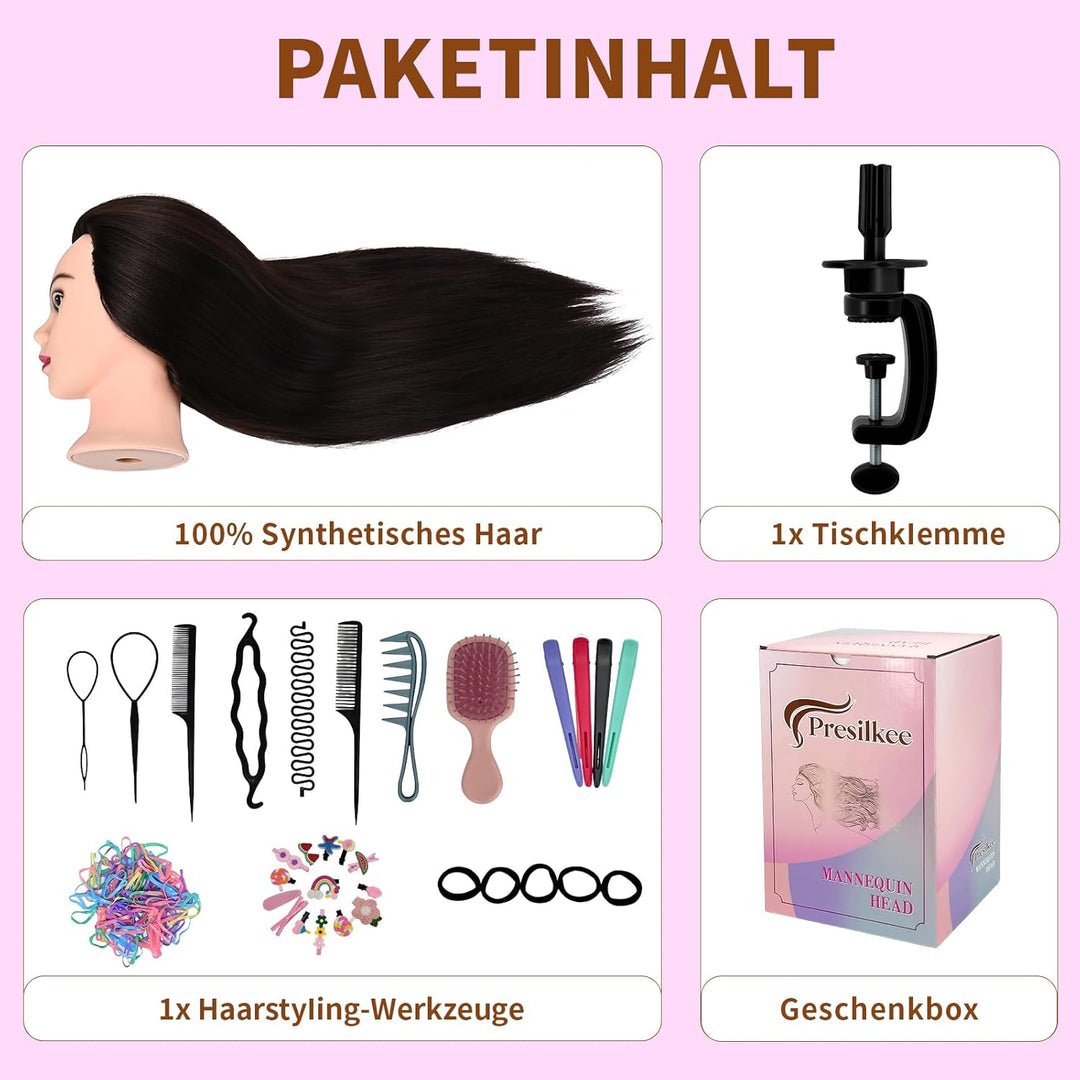 28" Frisierkopf Mit Synthetikfaser-Haar Trainingsköpfe Für Friseure Für Flecht Schneide Styling Übun