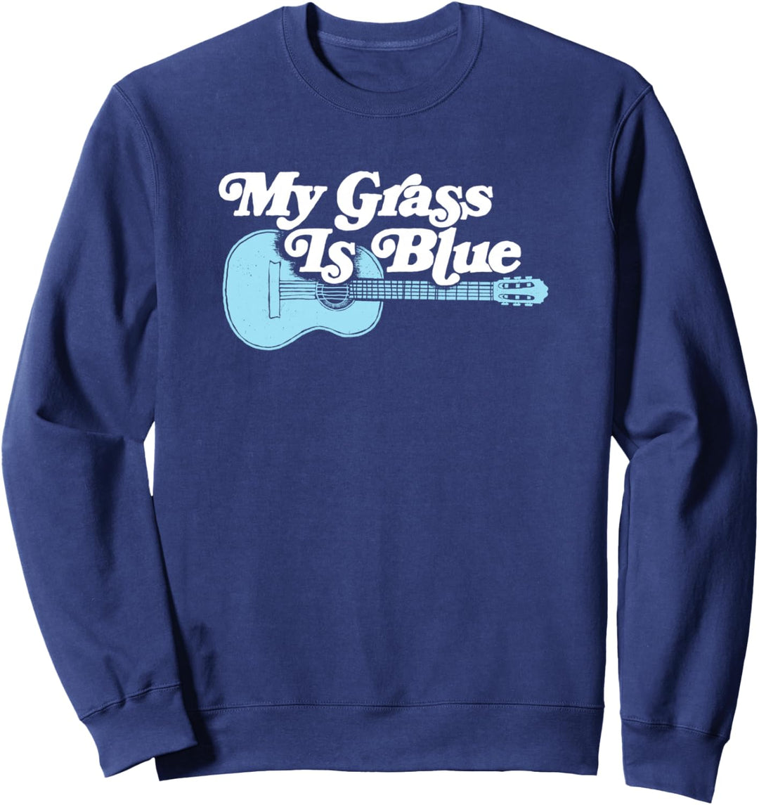 Vintage My Grass Is Blue Bluegrass Music Retro Guitar Sweatshirt