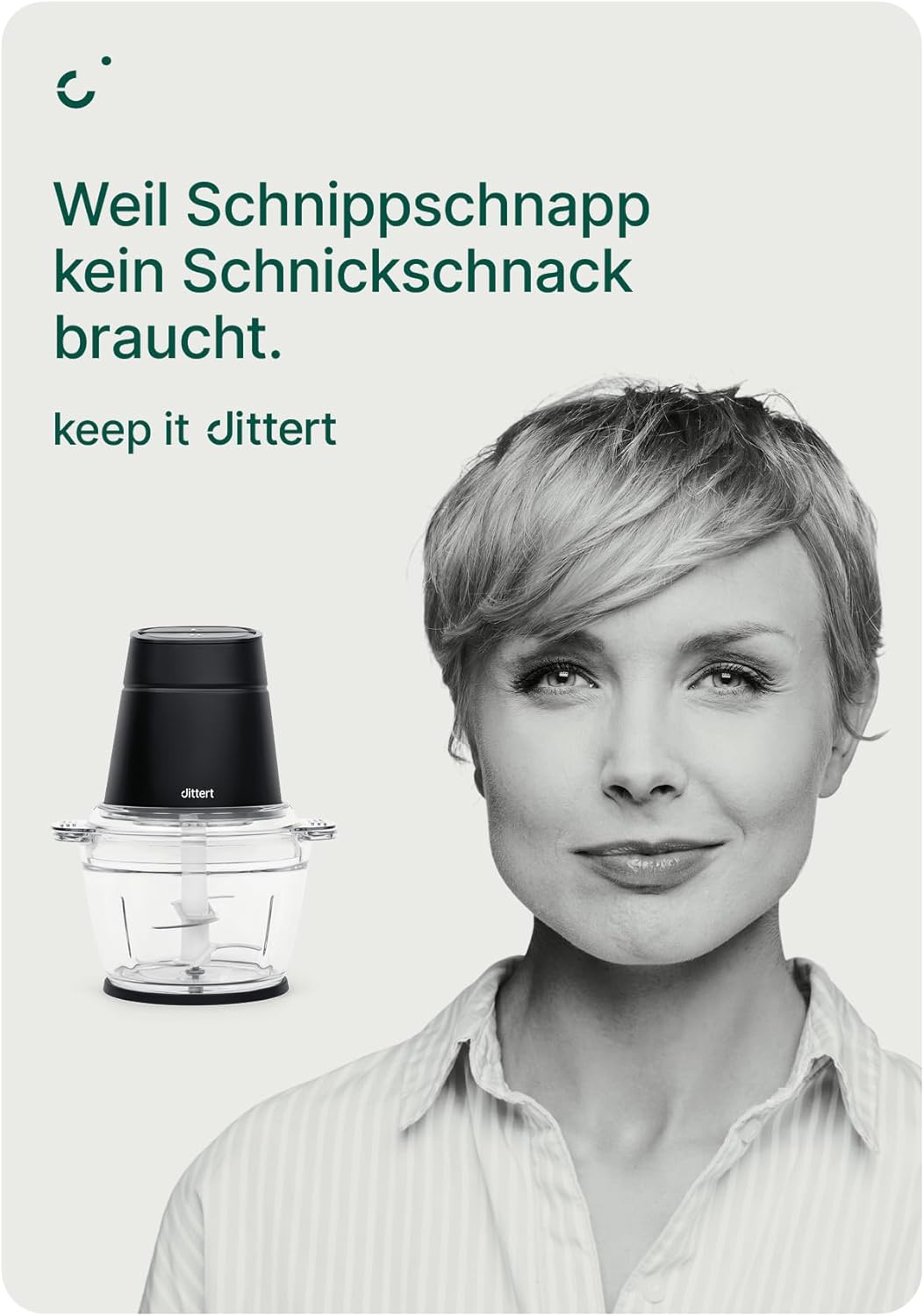 Multi Zerkleinerer 500W – 1L Glasbehälter, 4-fach Edelstahlklinge, 2 Stufen, spülmaschinengeeignet,