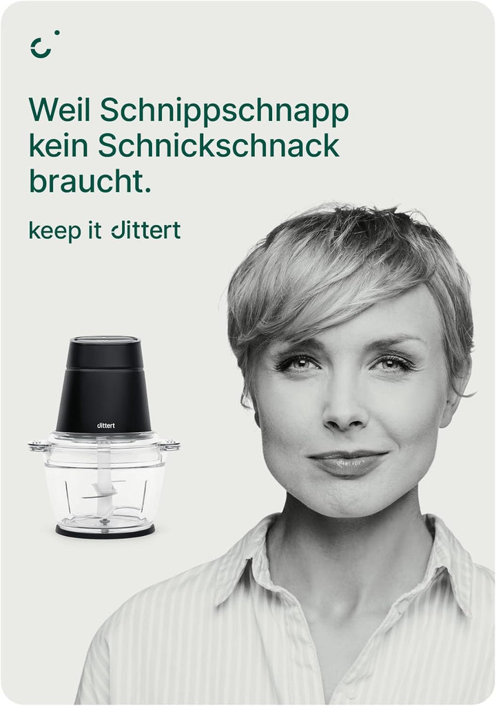 Multi Zerkleinerer 500W – 1L Glasbehälter, 4-fach Edelstahlklinge, 2 Stufen, spülmaschinengeeignet,