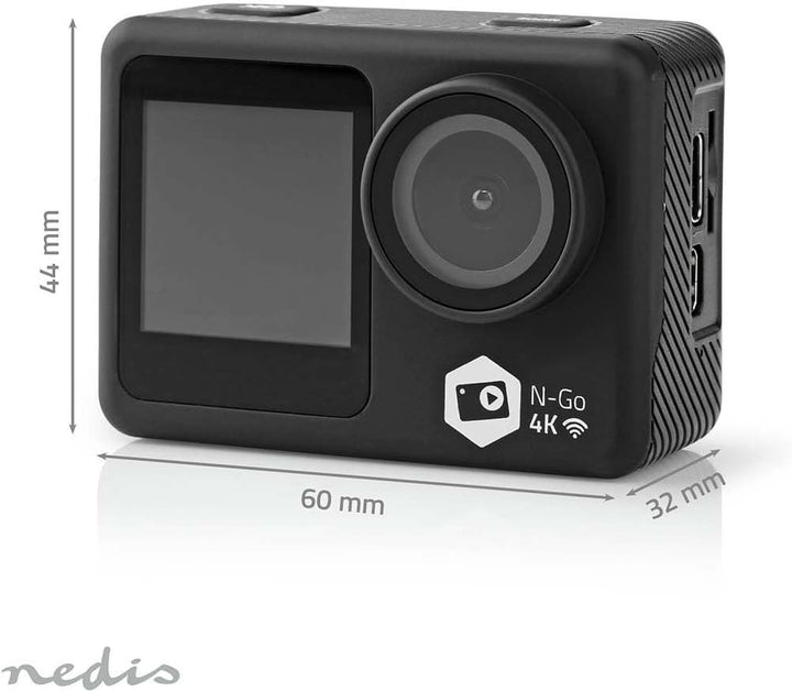 Nedis Action Cam | 4K@30fps | 16 MPixel | Wasserdicht bis: 30.0 m | 90 min | Wi-Fi | App erhältlich