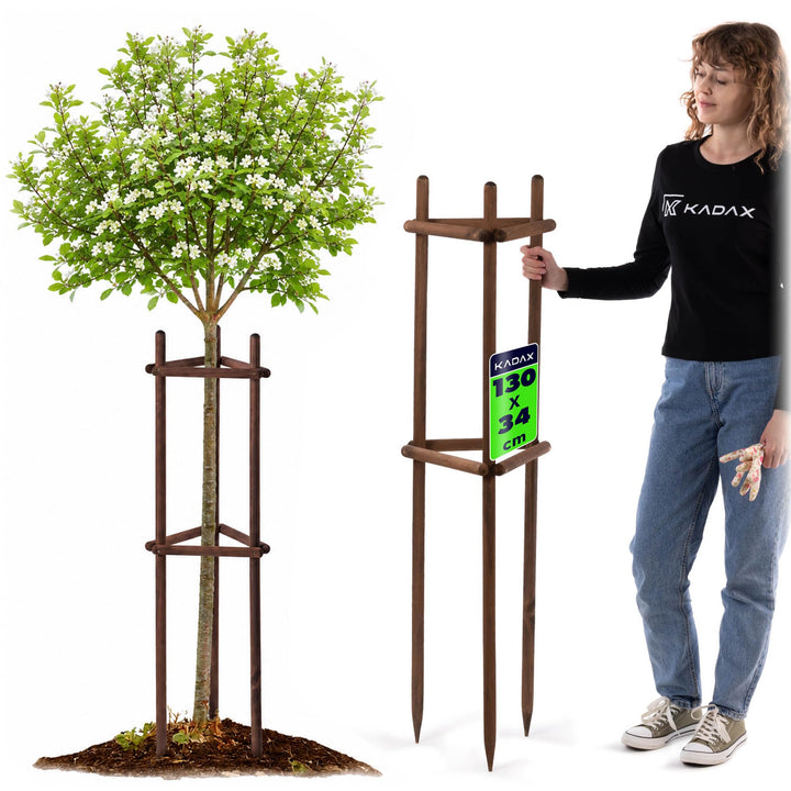 KADAX Baumstütze 130 cm aus robustem Holz, Baumpfahl zur sicheren Fixierung junger Bäume & Sträucher