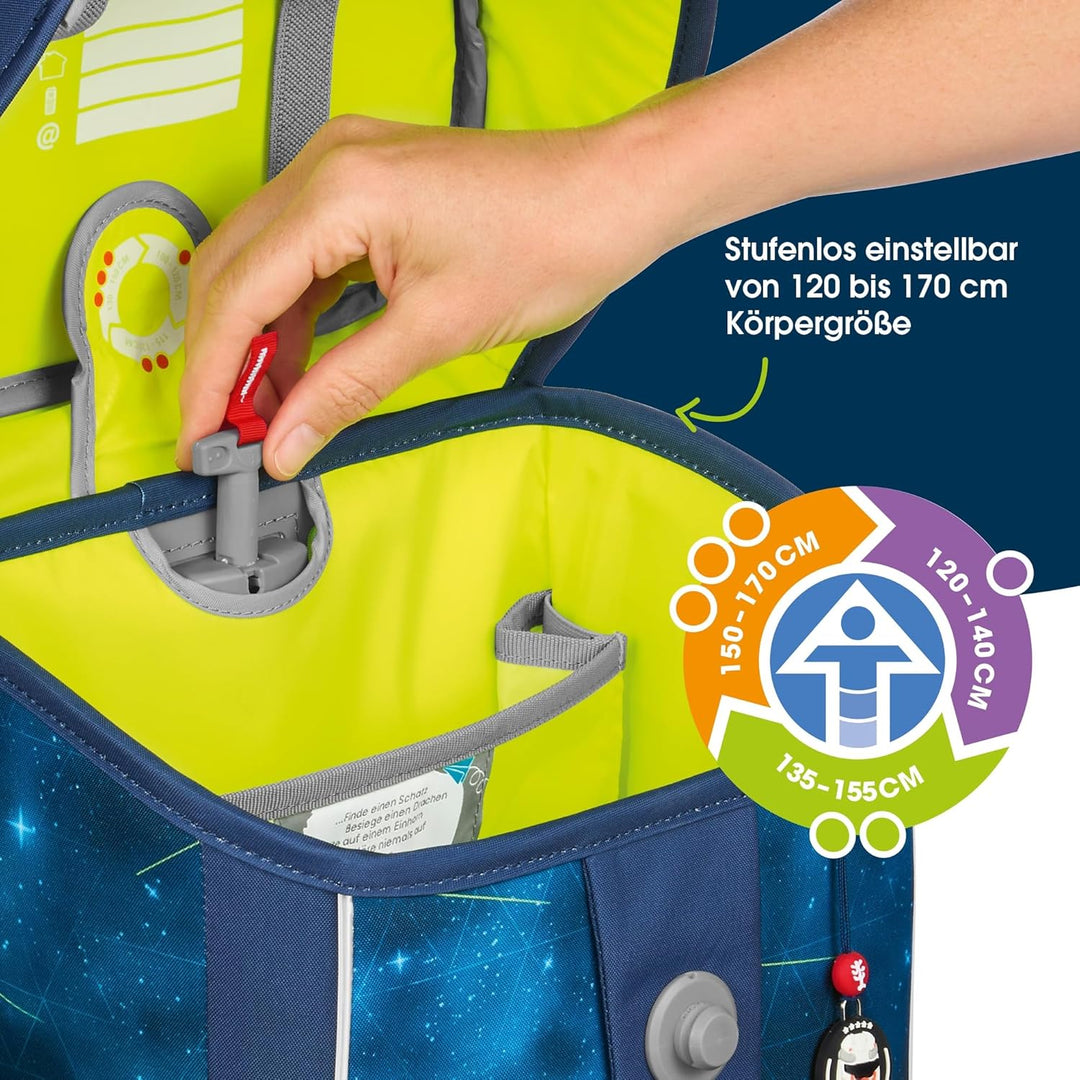Step by Step Giant Schulranzen-Set „Starship Galactus“, 5-teilig, blau, ergonomischer Tornister mit
