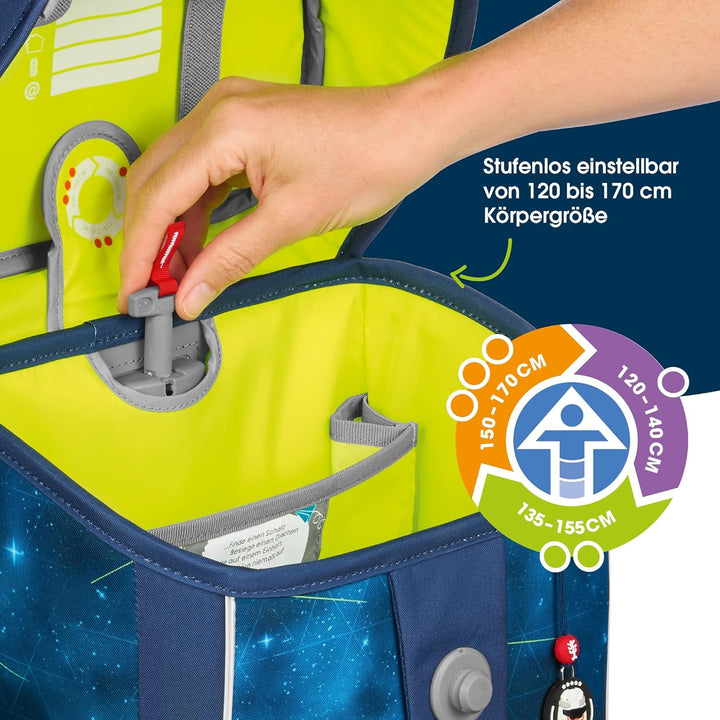 Step by Step Giant Schulranzen-Set „Starship Galactus“, 5-teilig, blau, ergonomischer Tornister mit