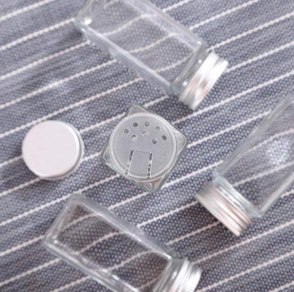 miaomiao 12 Stück Gewürzgläser Eckig Set, 120 ml Gewürzdosen Gewürze Organizer, Gewürzbehälter Spice
