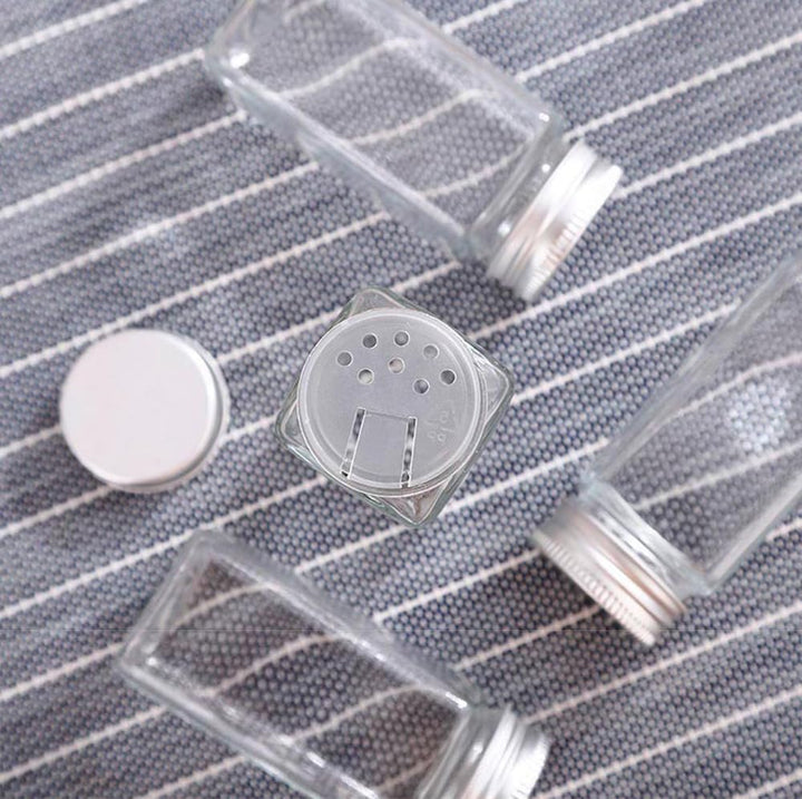 miaomiao 12 Stück Gewürzgläser Eckig Set, 120 ml Gewürzdosen Gewürze Organizer, Gewürzbehälter Spice