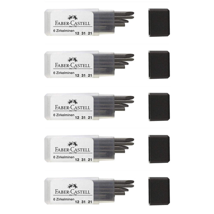 Faber-Castell Minen für Zirkel, 5 Packungen mit 6 Minen