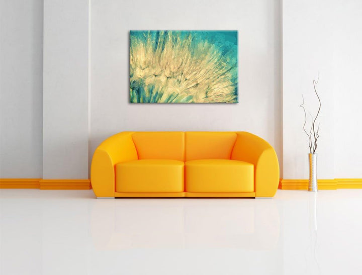 Pusteblume Pinsel Effekt, Format: 100x70 auf Leinwand, XXL riesige Bilder fertig gerahmt mit Keilrah