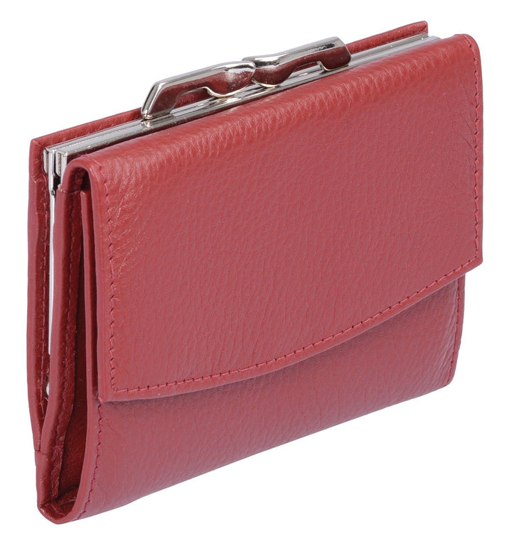 Damenknipsbörse BASIC in Echt-Leder, cherry, 13x9x2,5cm, Cherry