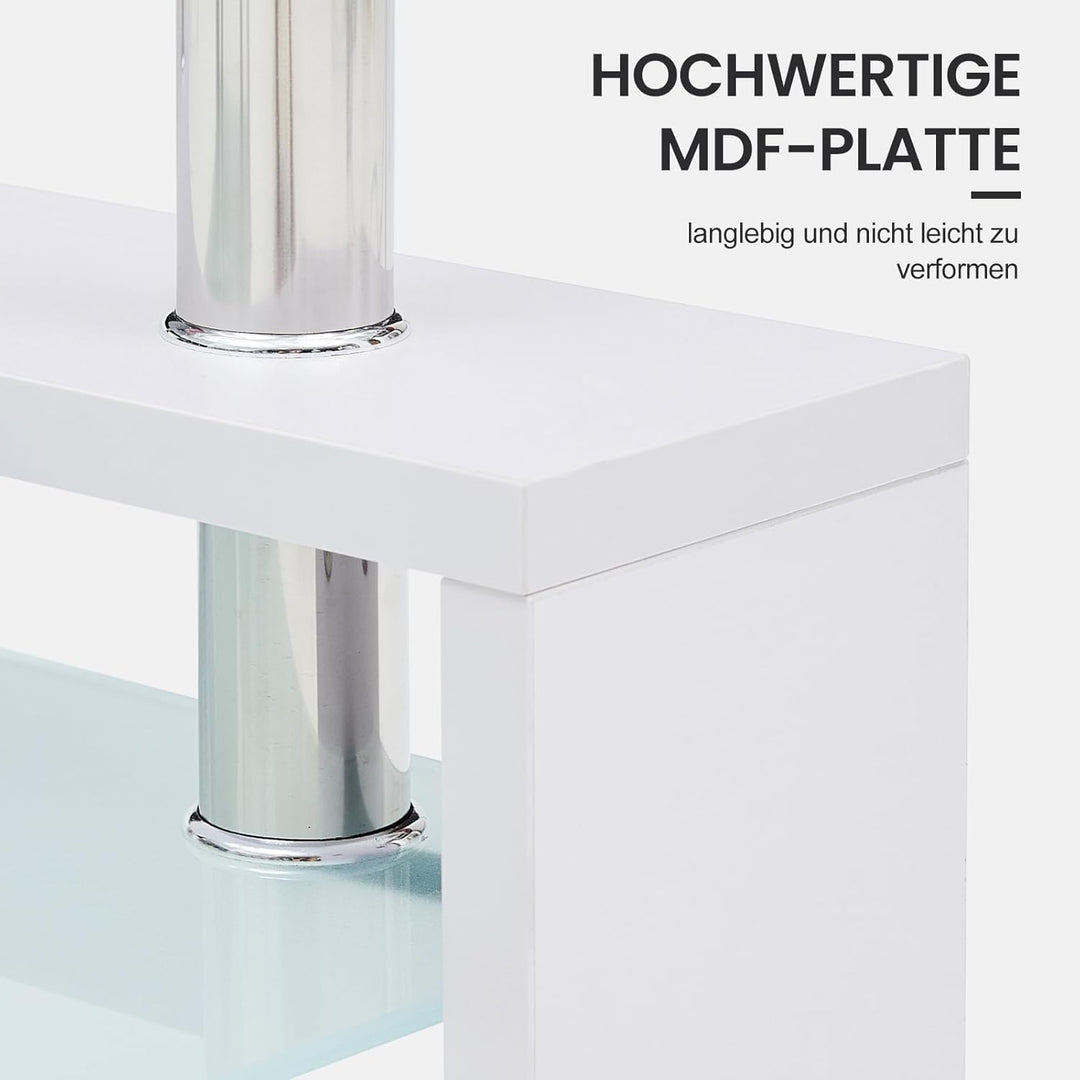 TUKAILAI Couchtisch Glas modern, Rechteckiger Wohnzimmertisch Beistelltisch mit unterer Ablage, Kaff