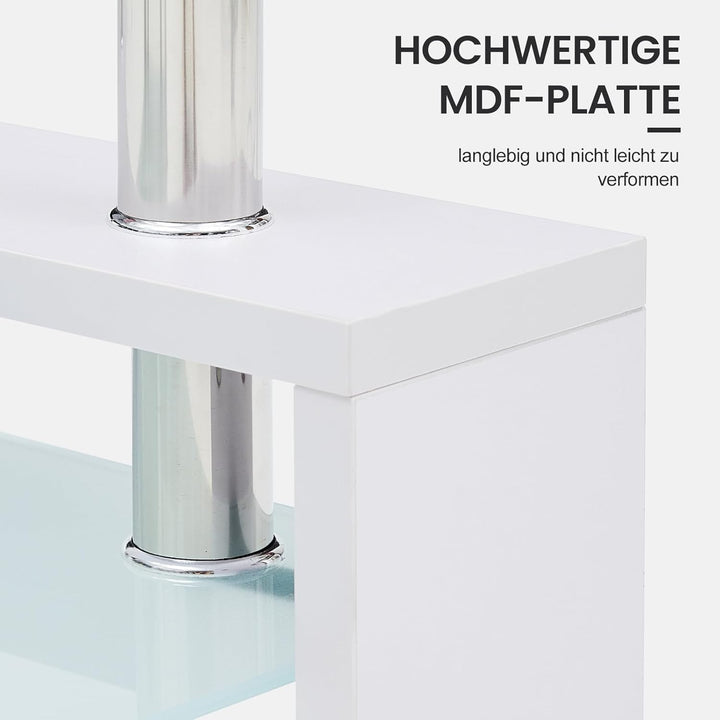 TUKAILAI Couchtisch Glas modern, Rechteckiger Wohnzimmertisch Beistelltisch mit unterer Ablage, Kaff