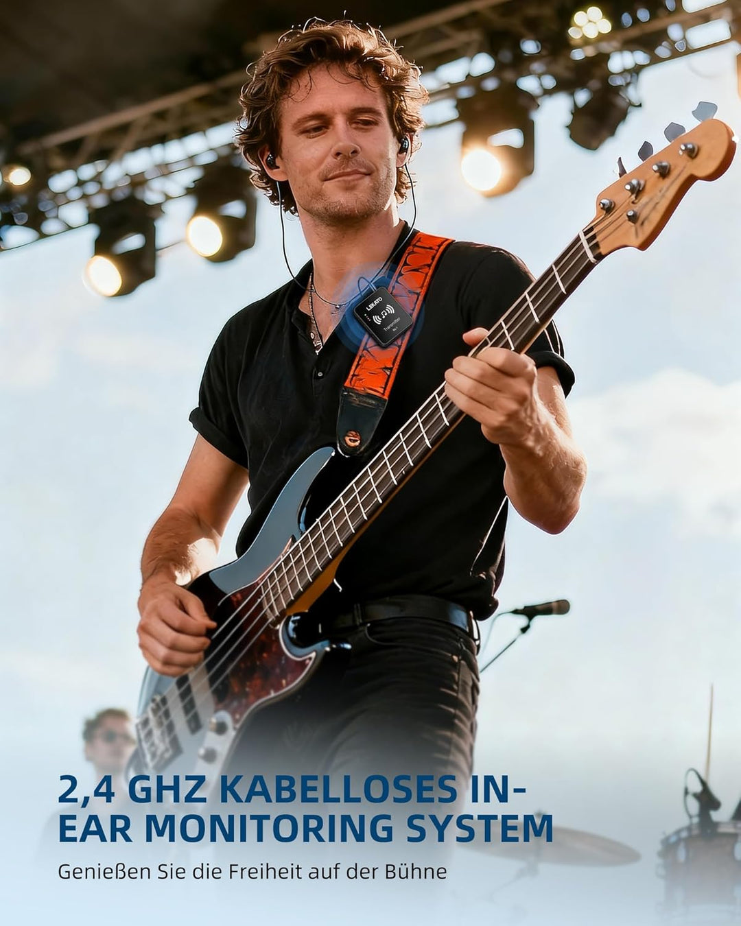 MS-1 Drahtloses In-Ear Monitoring, LEKATO Professionelles kabelloses 2.4G Stereo IEM-System mit Send
