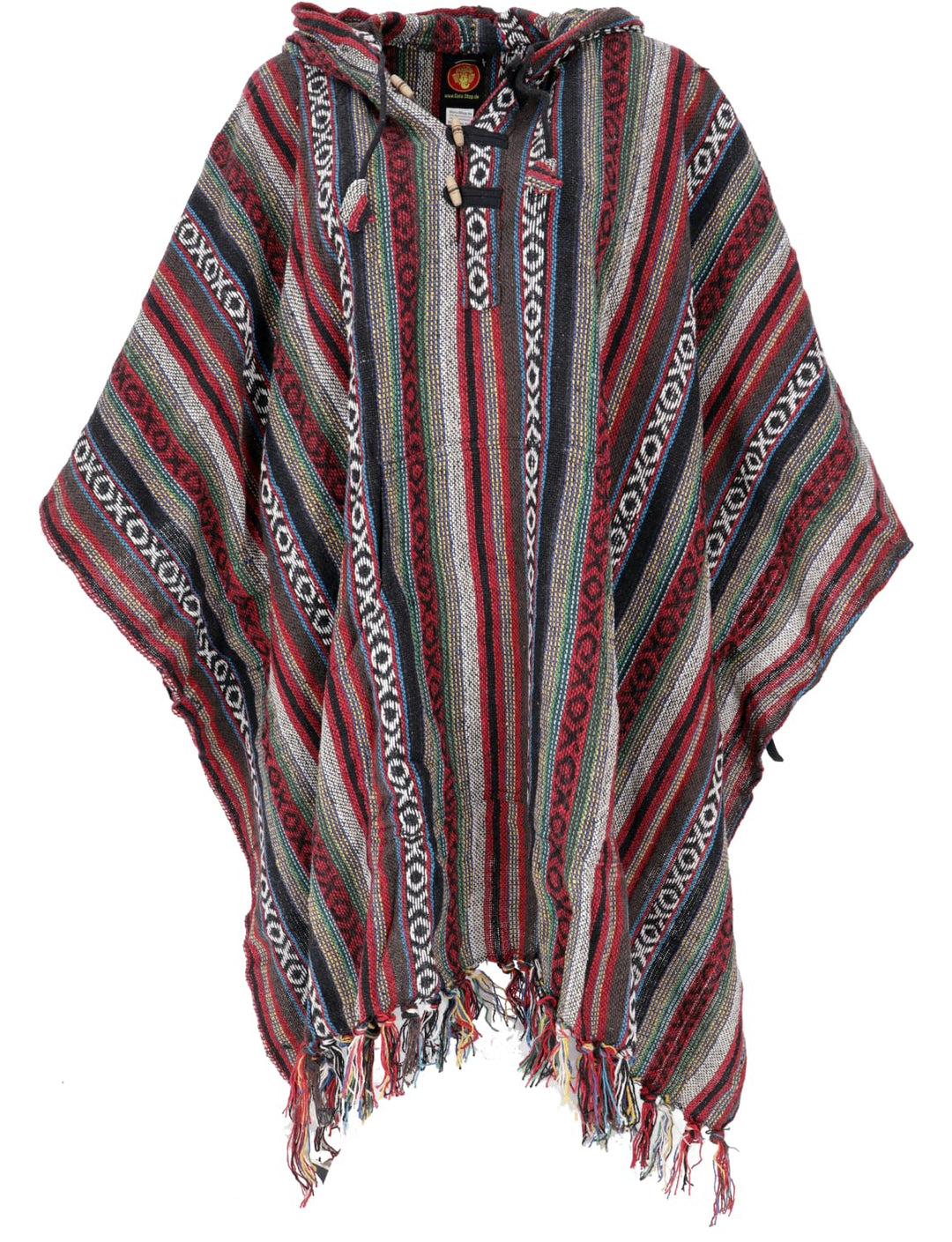 GURU SHOP Poncho Hippie Chic, Ethno Poncho, Andenponcho, Herren/Damen, Blau, Baumwolle, Size:One Siz