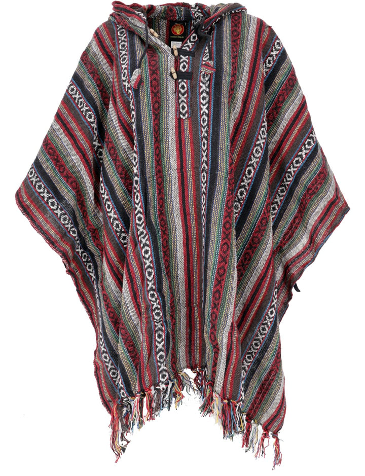 GURU SHOP Poncho Hippie Chic, Ethno Poncho, Andenponcho, Herren/Damen, Blau, Baumwolle, Size:One Siz