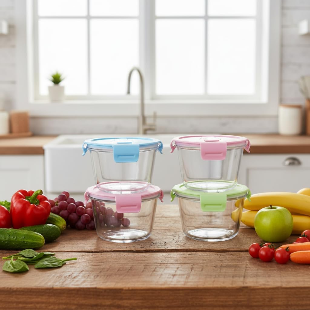 Glasschalen Mit Deckel, 520ML Suppen Behälter, Meal Prep Gläser, Glasdose Mit Deckel, Glas Vorratsdo