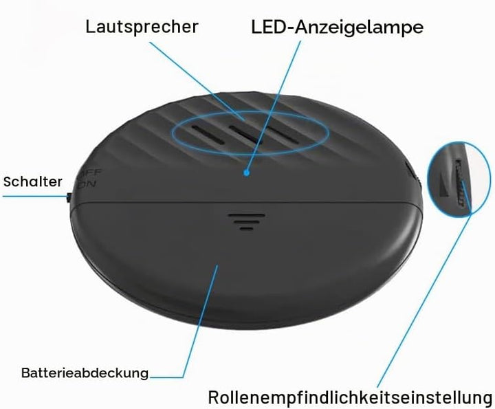 ThreeH Vibrationssensor Alarm 125dB Laut Schlank mit Batterien Einstellbare Empfindlichkeit LED-Anze