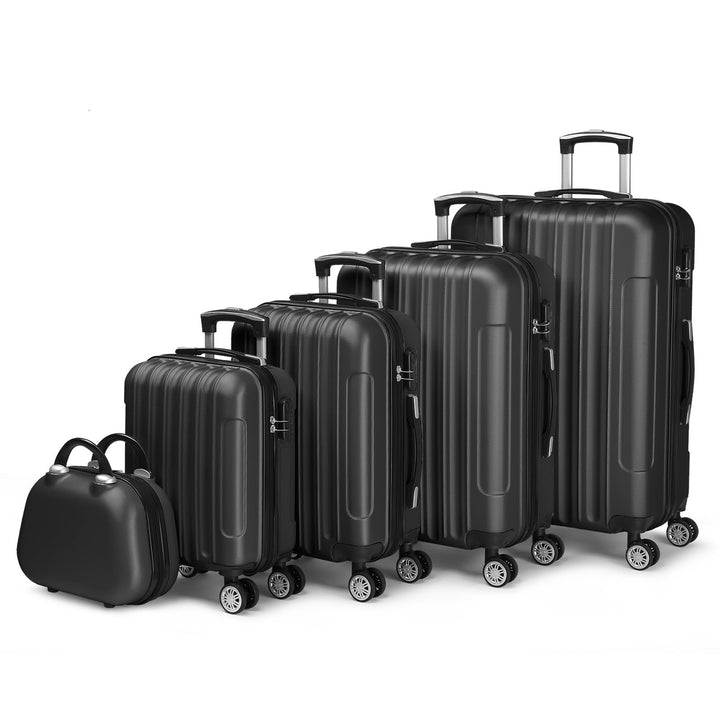 LALAHO Kofferset 5 teilig, Reisekoffer Set mit Kosmetikkoffer, Hartschalen Koffer Set aus ABS, Gepäc