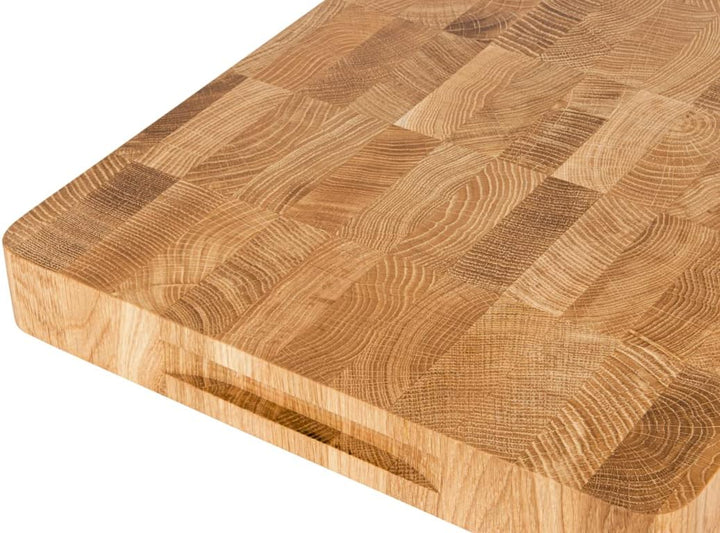 EFO Schneidebrett Holz 40x30x4 cm | Stirnholz Küchenbrett aus Eiche –messerschonend und langlebig |